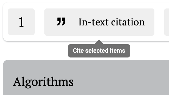 In-text citation button