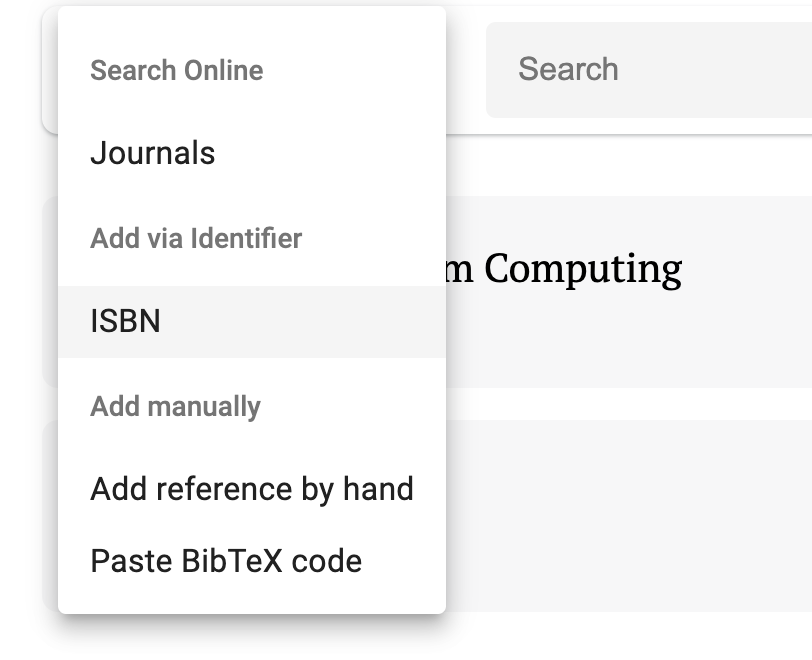 ISBN Menu Option